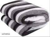 Black/Grey/White striped Akin Polar fleece winter blanket - soft, comfortable & warm (Pack of 1)