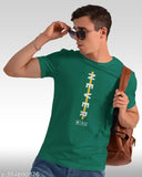 Green polycotton round neck t-shirts (pack of 2), men's typography printed half sleeve for summer wear