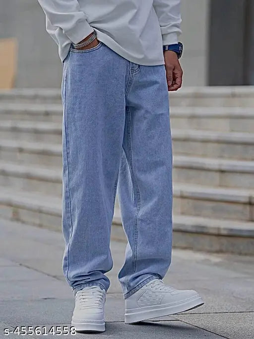 Loose fit blue denim pants