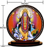 Matte finished wooden Lord Kali dashboard idol, ideal for car and home decorative showpiece. Made in India, 3"x3.2" idol with 3"x9" hanging dimensions