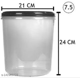 Black airtight plastic container with 1 scoop for groceries, stackable and suitable for fridge storage; 5L capacity; 75cm height