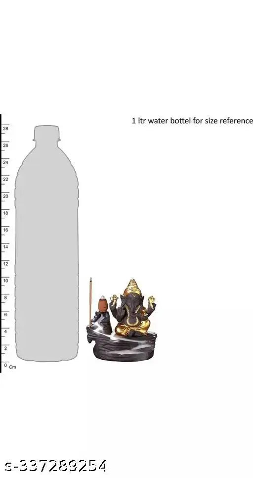 Resin dopin Adiyogi, Mahadev, shiv shankara & yellow Ganesh smoke backflow combo, 2 figurines on display, 101 free cones. Indian God idols decor." (96 characters)