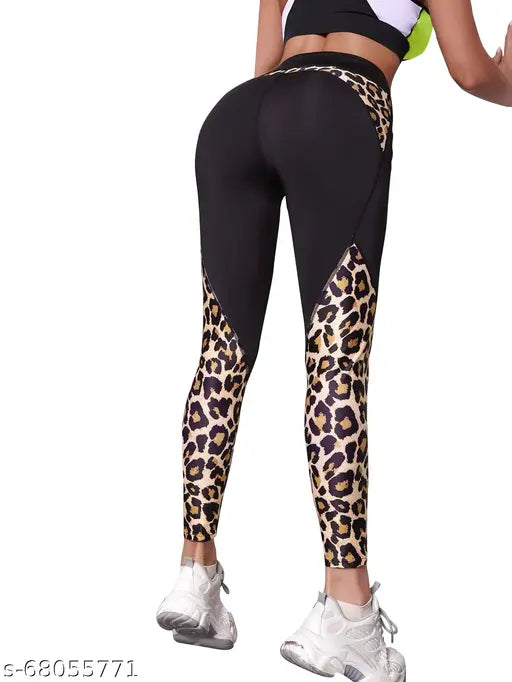 Cotton blend printed net women's stylish jeggings for active wear, gym wear, yoga wear - trendy tights in sizes 28, 30, 32 (waist: 28/30/32, hip: 34/36/38, length: 39in) from India