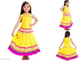 Sleeveless cotton clothing set for baby girls, featuring lace top and printed net bottom. Available in sizes 3-6 months to 5-6 years, made in India