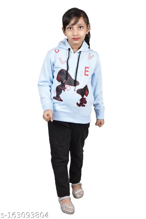 Wool fleece sweatshirt (Printed design), quality girls' size 5-11 years, Indian origin