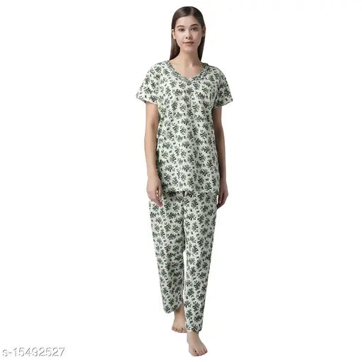 Cotton floral printed nightwear set for women, Shararat Indian style pyjamas and top" (107 characters)