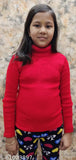 Maroon wool sweater for kids, solid pattern, high neck turtle neck style, long sleeves, PUKKA brand, winter wear