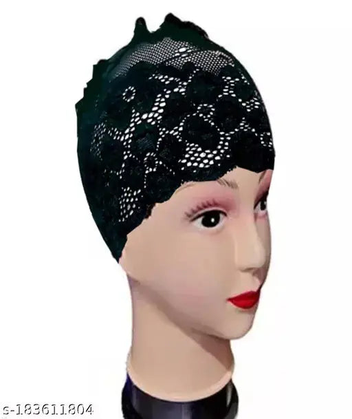 Elegant black under hijab lace band, ultimate comfort style