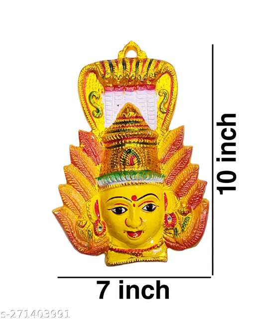 Yellow brass Lakshmi Durga idol, 10-inch size for Diwali pooja