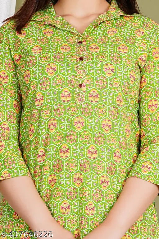 Floral print cotton coord set for women and girls, lightweight and comfortable nightwear with three-quarter sleeves