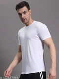 Pink polyester men's solid round t-shirts (Pack of 4), short sleeves, S to XXL sizes available