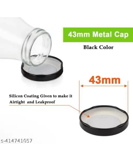 Metal lug cap lids, black, pack of 6 - leak-proof metal add-ons for glasses and bottles