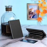 Black metal ATM card wallet with 6 slots for men, featuring RFID protection and a sleek design