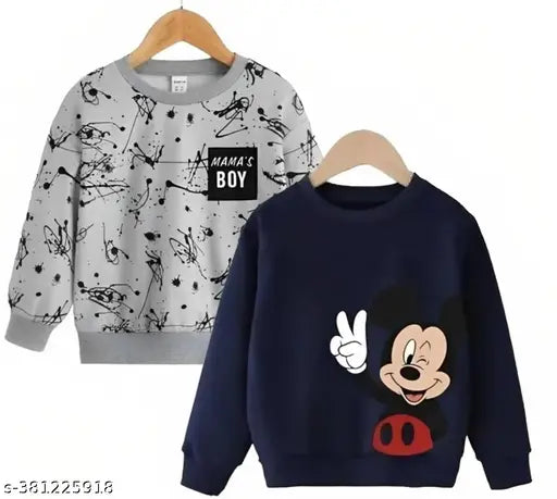 YASIQ Baby Boys Full Sleeve Printed Sweatshirt Pack Of 2
