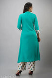 MAUKA women's rayon a-line kurta with cotton palazzo set, pure rayon and cotton blend, solid color, three-quarter sleeves, comfortable for all skin types