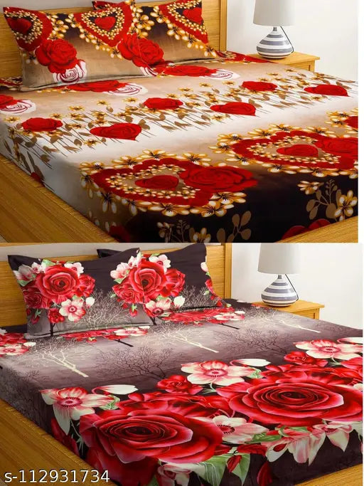 Vhocr home furnishings double bedsheets combo pack of 2 bedsheets with 4 pillow covers