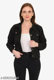 Denim refined women's jacket, solid-colored long sleeve jacket in sizes S to XL, from India