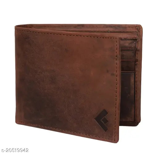 Brown genuine leather men's wallet, premium quality, classic solid design, Indian origin