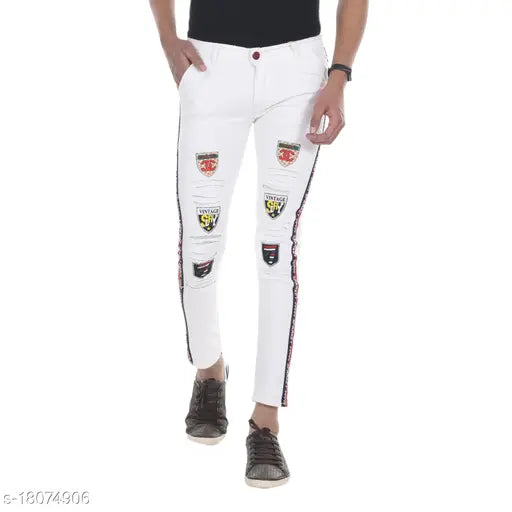 Dyed/washed denim men's jeans, fashionable and glamorous. 28 waist, 38 length size available. Made in India