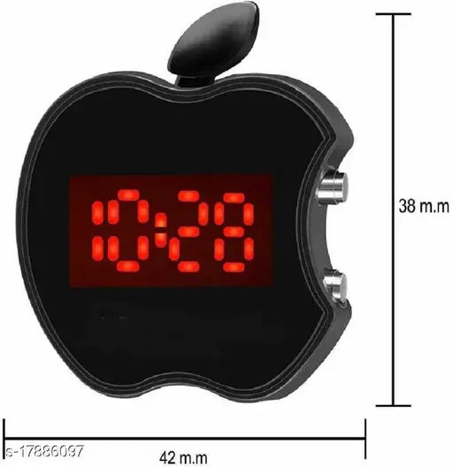 Black digital watch with apple logo, 1.5