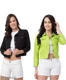 Cotton blend solid colored jacket, long sleeves, sizes S & M for women, India origin