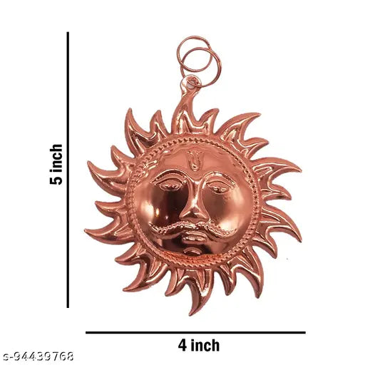 Copper tortoiseshell plate wall decor with sun motif, 5" x 4", suitable for home and office