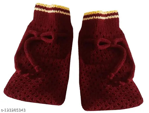 Woolen knitted baby girl sweater set with cap & booties, full sleeves, solid pattern. Cozy winterwear for newborns