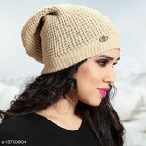 Knit beanie cap, winter slouchy thick ski hat, olive green