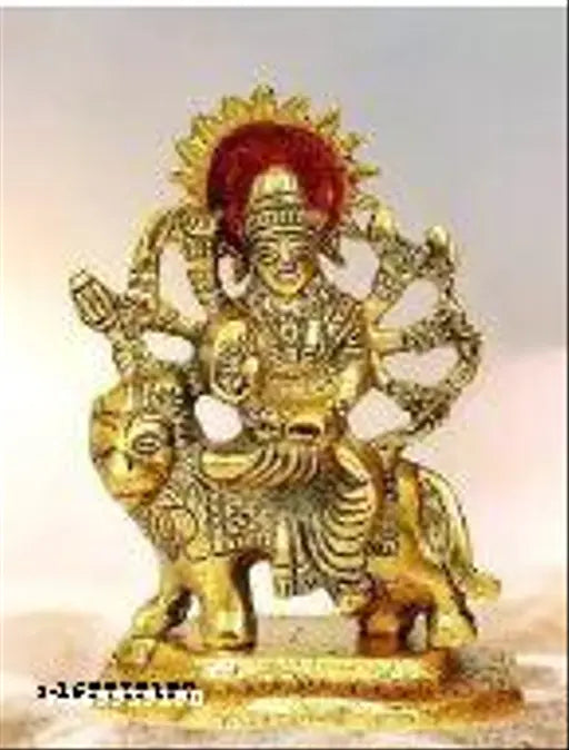 Golden metal brass Durga Maa idol (12cm) - Indian Goddess figurine perfect for gifting during special occasions