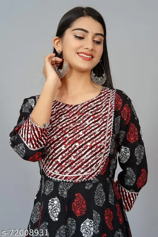 Black rayon embroidered long gown with detailed handwork