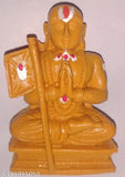 Polyresin idol of Lord Ramanuja, 75 cm tall, colored in white and orange hues