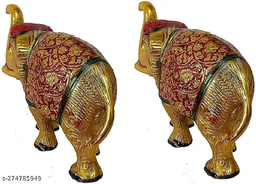 Colorful metal elephant idol set (2pcs, LBH8x2.5x6cm), home, temple, office gifting
