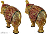 Colorful metal elephant idol set (2pcs, LBH8x2.5x6cm), home, temple, office gifting