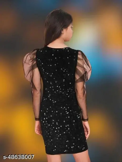 Embellished nylon net dress for girls (7-8yrs to 14-15yrs), cute stylus frocks from India