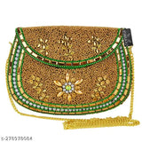 Shiny gold sequin clutch handbag with flap and chain strap