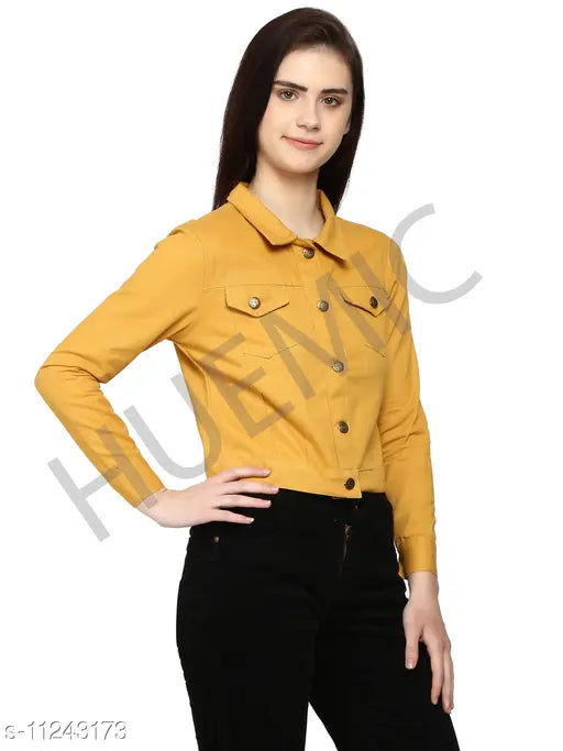 Trendy cotton-blend solid denim jacket, long sleeves, sizes S-XL from India