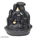 Shiv statue with backflow cone incense holder, Shiv adi shankara figurine decoration, Black smokeless incense, Religious showpiece, 1500ml, 6 x 4.5 inches