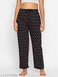Long sleeve pants, black and white polka dots, women's pyjamas, one size fits most