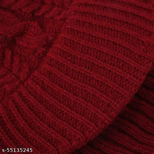 Red knit soft wool monkey winter cap trendy fashionable
