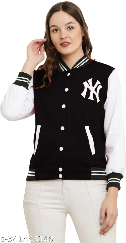 Black fleece jacket with stylish latest design print, ideal for parties, weddings, college, dates, business (size S)