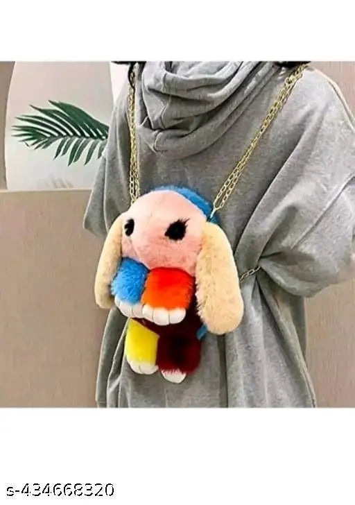 Grey hoodie, pink plush animal necklace