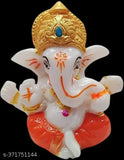 Multi-colored SMRK Polyresin Meditating Lord Ganesha Idol, ideal for home decor, cars, or offices (5cm x 7cm)