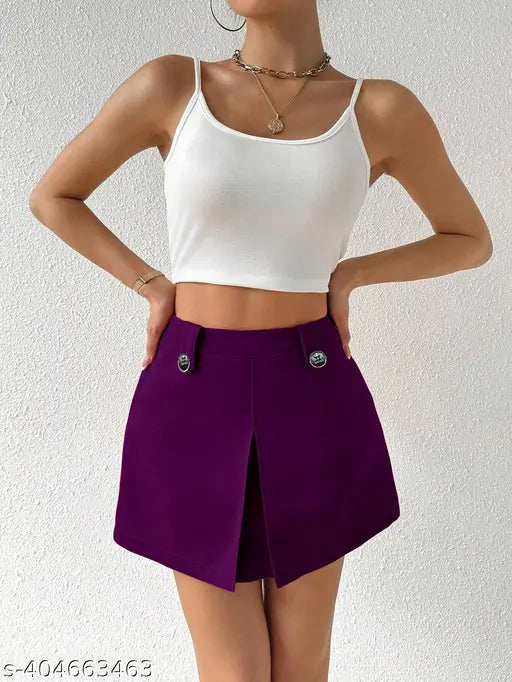 Purple skirt with white top