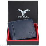 Blue genuine high-quality leather men's wallet with RFID protection, compact design, and ample compartments. Perfect gift for men on various occasions
