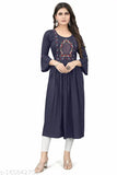Navy blue kameez with pallu, long-sleeved
