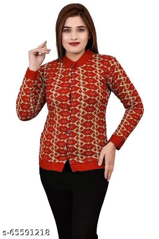 Woven V Neck Casual Women Pink Sweater
