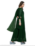 Black georgette mirror sequence embroidery sharara suit set