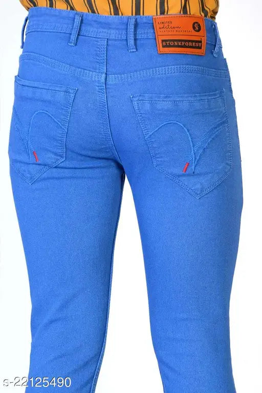 Stylish trendy men's denim jeans, big size solid pattern. (30-40 waist sizes available) India-made fashionable jeans for men