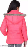 Pink puffer jacket with a zip closure