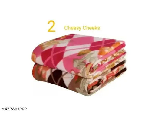 Geometric-patterned, 210 thread count fleece blanket in soft cheese color for mild winter use, made in India